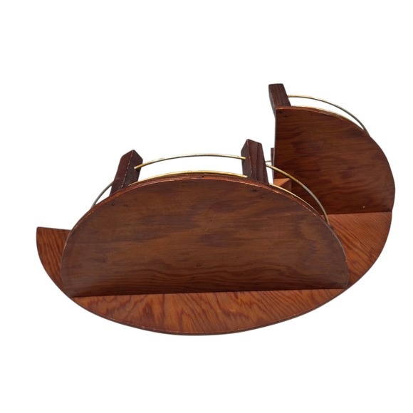 Vintage MCM Hand Made Crescent Moon Stair Step Wood Wall Shelf Celestial Decor - Picture 7 of 13